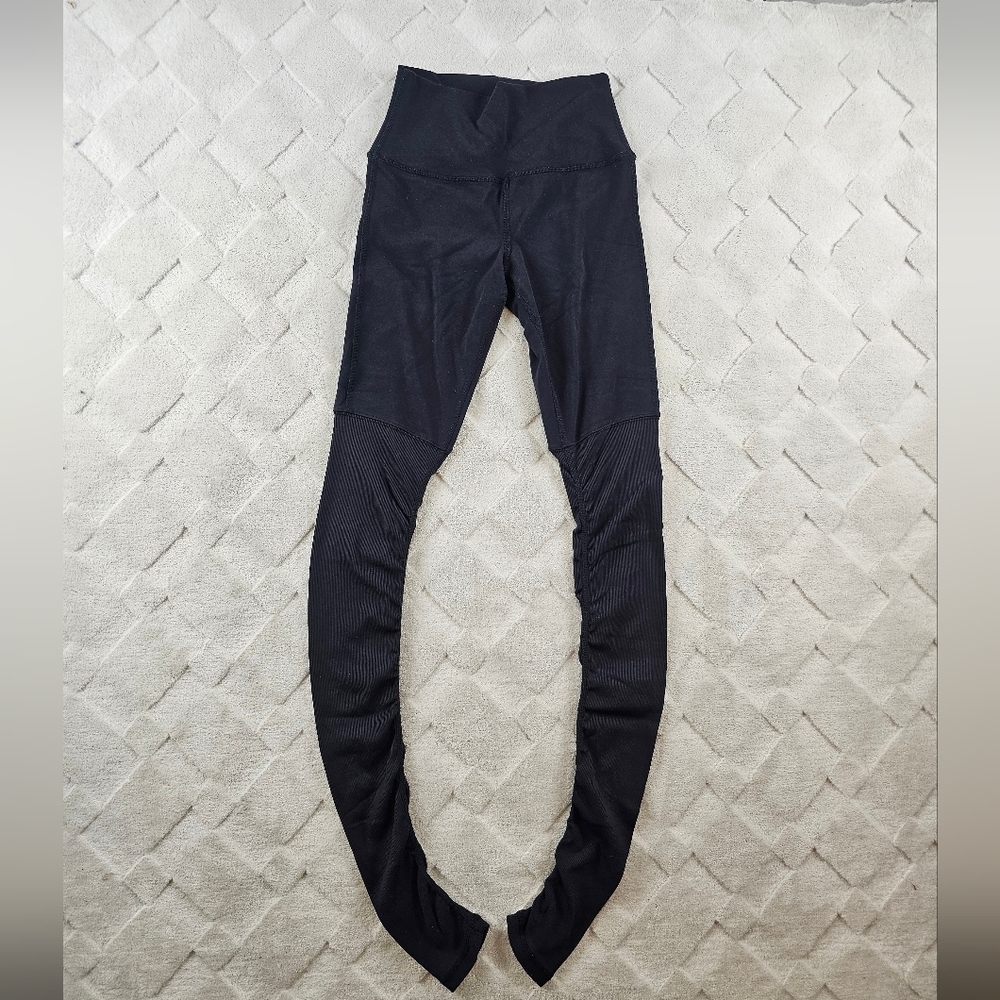 ALO Yoga High-Waisted Goddess Ribbed Leggings Womens Extra Small Black Gym Yoga